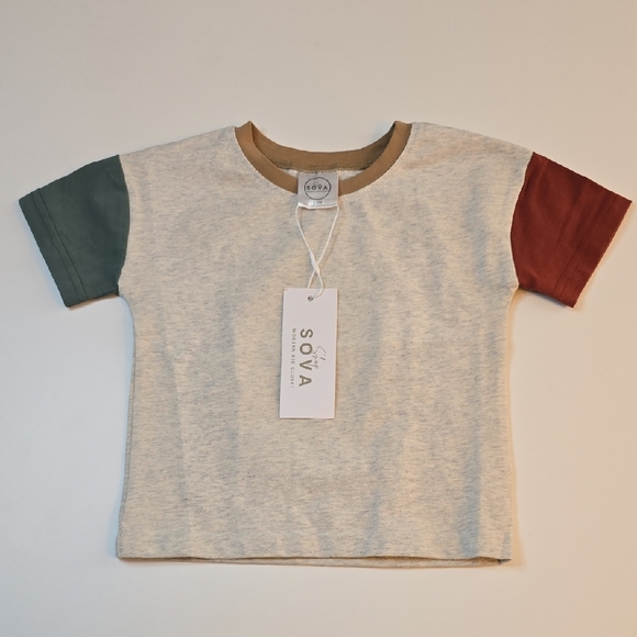 Other - Shop Sova Colorblock T-Shirt - Cream, Green, and Red